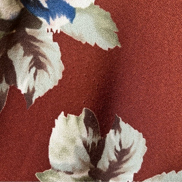 Astr The Label Floral Bell Sleeve Blouse Size M Rustic Brown White - Picture 9 of 9